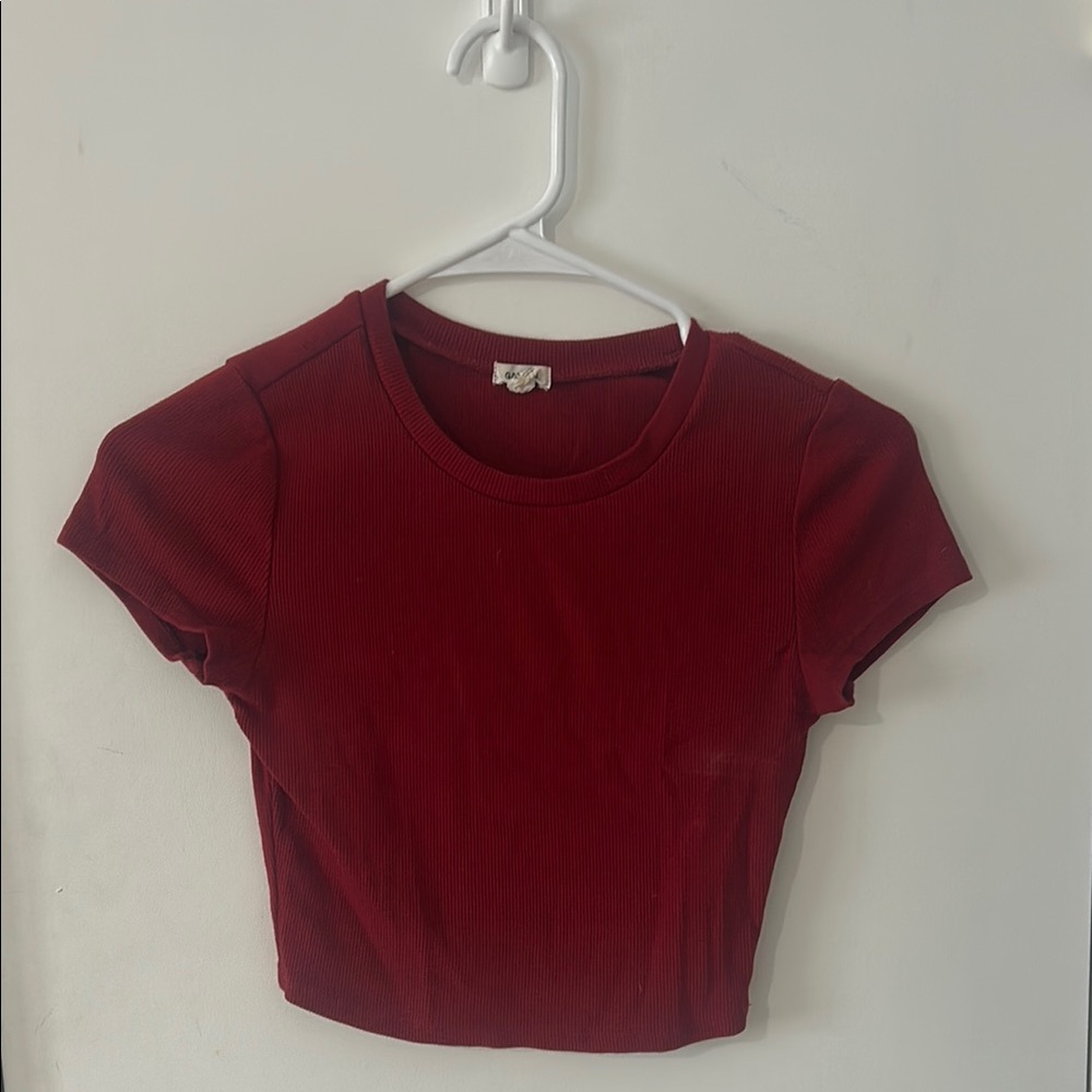 l Red Garage Ribbed Crop Top